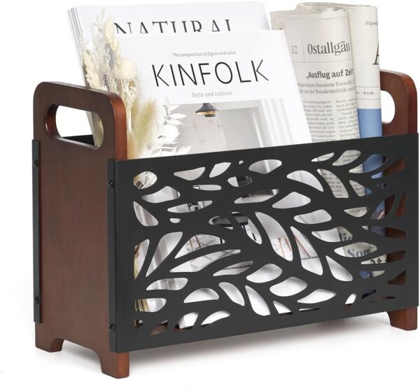 Magazine Holder,Wood Magazine Rack,Rustic Magazine File Holder,Magazine Storage Basket,Magazine Rack Floor,Farmhouse Magazine Organizer for Magazines,Books,Newspapers 1