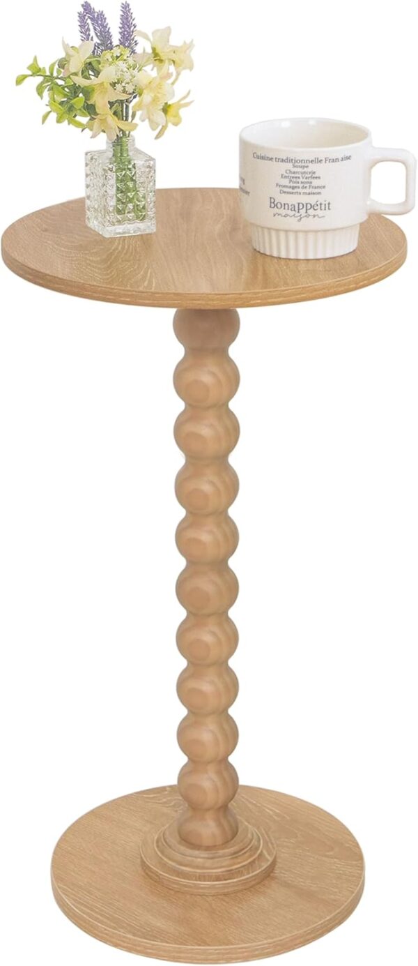 Small Side Table, Drink Table for Small Spaces, Modern Accent Table Martini Table with Solid Wood Leg, Round End Tables Living Room for Bedroom and Office (Rustic Walnut) 1