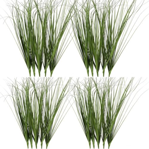 1 20PCS Fake Grass Filler Decor Artificial Grass Plants Outdoor Faux Plants Artificial Tall Shrubs Wheat Grass Greenery Stems UV Resistant Onion Grss For Outdoor Indoor Vase Planters Home Decor, Green