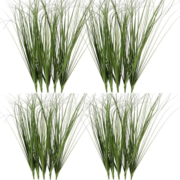 20PCS Fake Grass Filler Decor Artificial Grass Plants Outdoor Faux Plants Artificial Tall Shrubs Wheat Grass Greenery Stems UV Resistant Onion Grss For Outdoor Indoor Vase Planters Home Decor, Green 1