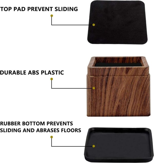 3 Inch Wood Bed Risers Furniture Risers Bed Frame Lifters in Heights of 3 or 6 Inch Heavy Duty Set of 4 Square 2