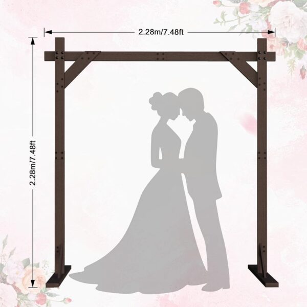 7.48FT Wooden Wedding Arch Frame, Wood Square Arch Backdrop Stand Wedding Arbor for Ceremony and Outdoor Lawn Decorations 3