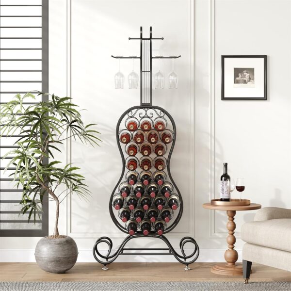 Wine Rack Freestanding Wine Holder-Wine Holder for 32 Bottles,Metal Wine Storage Organizer,Wine Shelf for Home Bar,Living Room, Kitchen,Gift 2