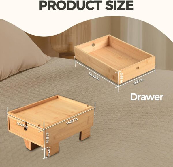 Natural Bamboo Bedside Shelf with Drawers - For College Dorm Bunk Beds, Blending Decor and Storage 2