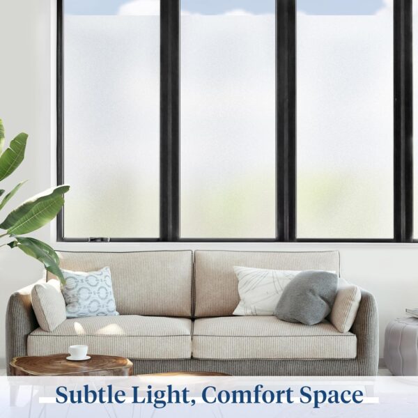 Window Privacy Film Frosted Glass for Bathroom, Static Cling UV Sun Blocking Window Clings, Opaque Decorative Coverings Removable Sticker Heat Control Tint for Home Door, Pure 17.5" x 78.7" 3