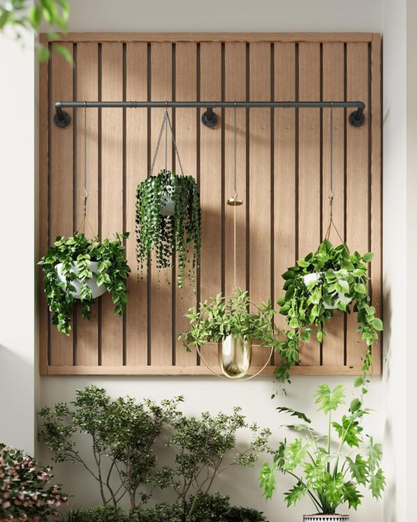 Plant Hanger Indoor, Hanging Planters Rod for Indoor Plants with 6 Hanging Chains, Wall Plant Hanging Rod for Window Ceiling, 65.7 Inch, Metal/Black, Pots Not Included 2