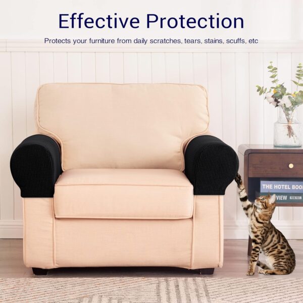 Stretch Armrest Covers Spandex Arm Covers for Chairs Couch Sofa Armchair Slipcovers for Recliner Sofa with Twist Pins 2pcs (Black) 2