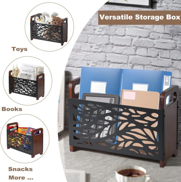Magazine Holder,Wood Magazine Rack,Rustic Magazine File Holder,Magazine Storage Basket,Magazine Rack Floor,Farmhouse Magazine Organizer for Magazines,Books,Newspapers 3