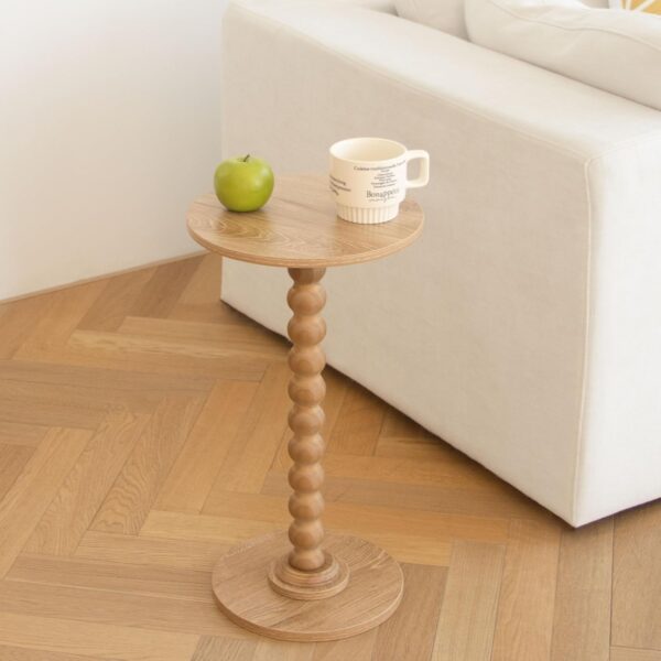 Small Side Table, Drink Table for Small Spaces, Modern Accent Table Martini Table with Solid Wood Leg, Round End Tables Living Room for Bedroom and Office (Rustic Walnut) 2