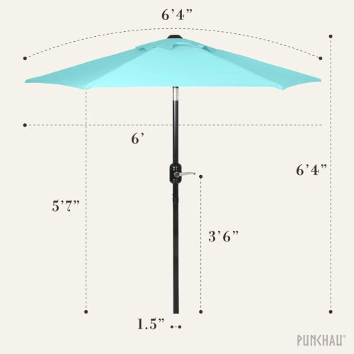 6 Ft Outdoor Patio Umbrella, Easy Open/Close Crank and Push Button Tilt Adjustment - Aqua Market Umbrellas