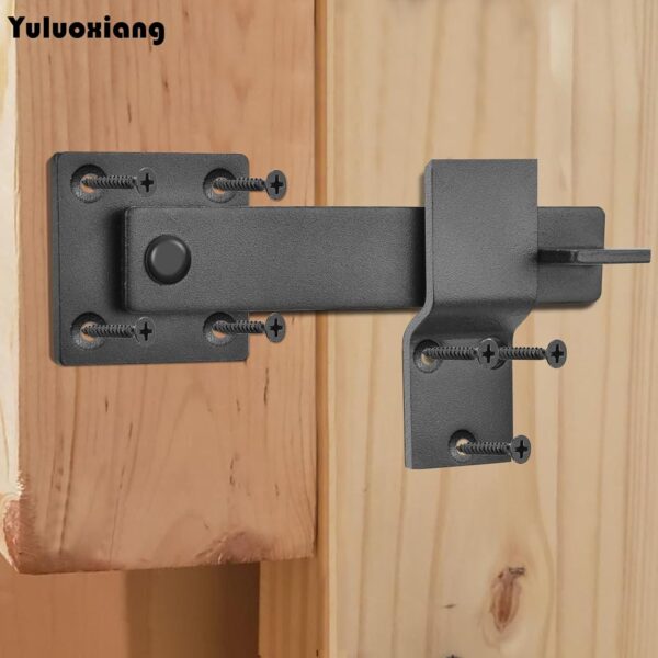 Heavy Duty 6" Barn Door Gate Flip Latch Lock, Study Metal Gate Latch for Outdoor Fence, Shed, Farm Gate, Sliding Barn Door, Provides Extra Security & Privacy, Easy Installation, Black 2