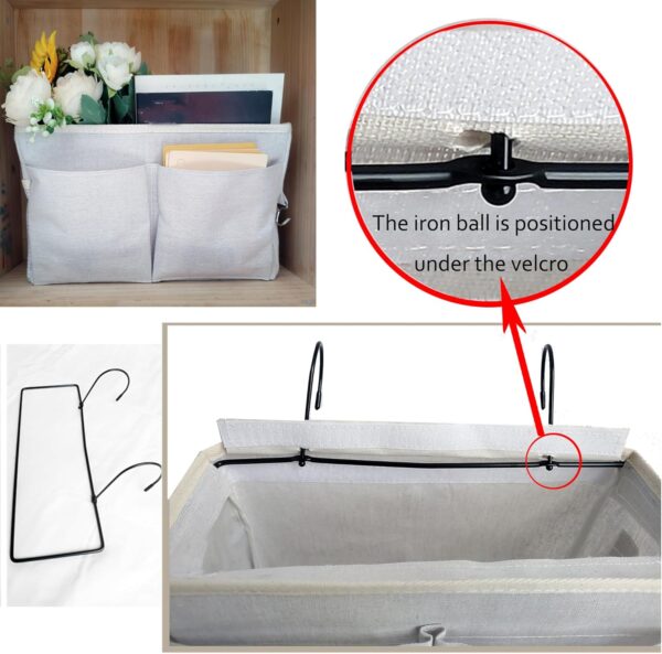 Bedside Caddy Organizer/Bedside Hanging Storage Bag Multi-Function Caddy for Bunk bed Hospital Beds Dorm Bed Rails, Holders Books Glasses Phones Magazine(White) 2