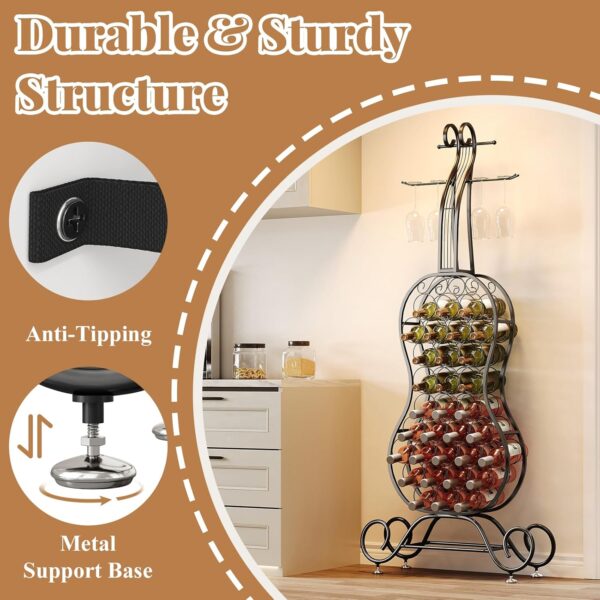 Wine Rack Freestanding Wine Holder-Wine Holder for 32 Bottles,Metal Wine Storage Organizer,Wine Shelf for Home Bar,Living Room, Kitchen,Gift 5
