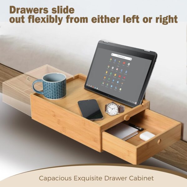 Natural Bamboo Bedside Shelf with Drawers - For College Dorm Bunk Beds, Blending Decor and Storage 3