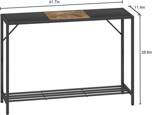 Console Table, 41.7" Industrial Entryway Table with Shelf, Narrow Sofa Table for Hallway, Entrance Hall, Foyer, Corridor, Living Room - Wood Look Metal Frame 3