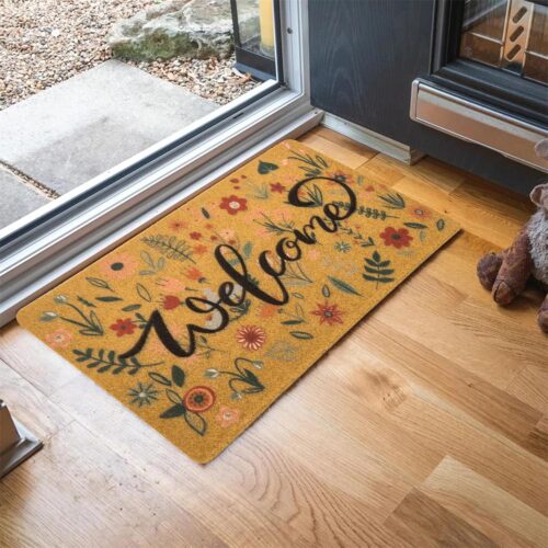 Floral Welcome-Doormats Front-Door - Spring Flower Home Decor Indoor-Mats Summer Non-Slip Seasonal Doormats 17x30 (Welcome-Flower, 17x30)