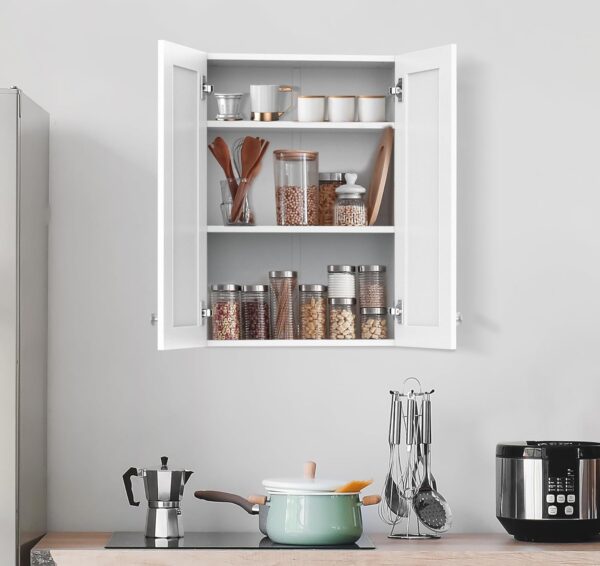 Bathroom Cabinet Wall Mounted Over Toilet Storage Cabinet 20x28 inch White Medicine Cabinets for Wall Mount Space Saver Bathroom Storage Cabinet with 2 Adjustable Shelves & 2 Doors 2