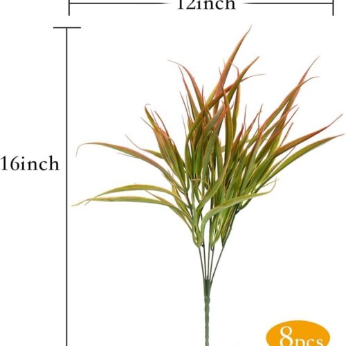3 12 Bundles Artificial Outdoor Plants Fake Bushes Shrubs Greenery for Plastic UV Resistant Faux Grass