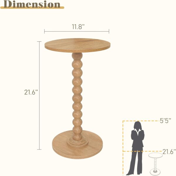 Small Side Table, Drink Table for Small Spaces, Modern Accent Table Martini Table with Solid Wood Leg, Round End Tables Living Room for Bedroom and Office (Rustic Walnut) 3