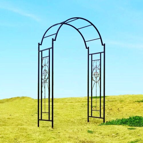3 Garden Arch Arbor Arbour Trellis Archway for Climbing Plants Roses Vines Support Rack, Outdoor Garden Lawn Backyard Patio, Matte Black