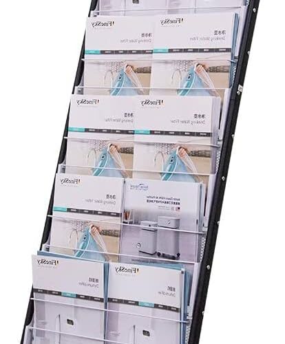 3 floor standing Brochure Display Stand with 4 wheels and 6 layers for reception rooms or offices magazine display stand (52'X18.7'X15.7')