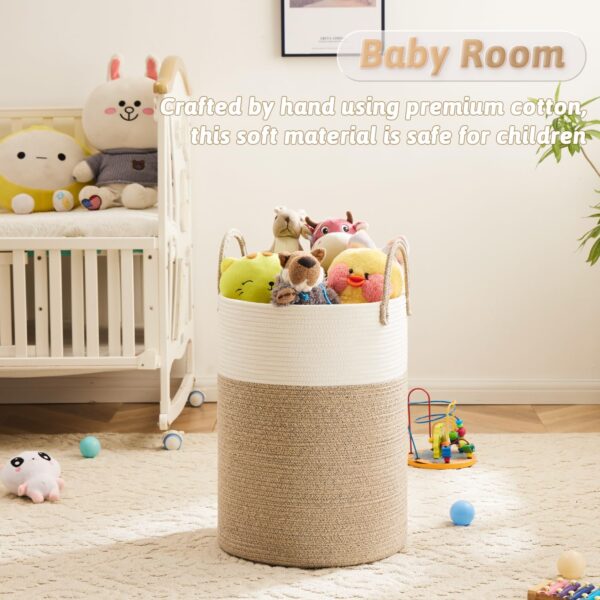 Laundry Basket,Woven Cotton Rope Laundry Hamper,60L for Decor Storage of Dirty Clothes,Toys and Blankets in Bathroom,Baby Room and Living Room 1