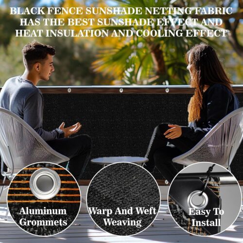 3 Fence Privacy Screen - RAINFLOW 3'X10' Black Privacy Fence Screen Outdoor Shade Balcony Decor Plastic Mesh Fence Panels Cover Porch Screen Balcony Covers for Apartments,Deck,Backyard,Pool Wall