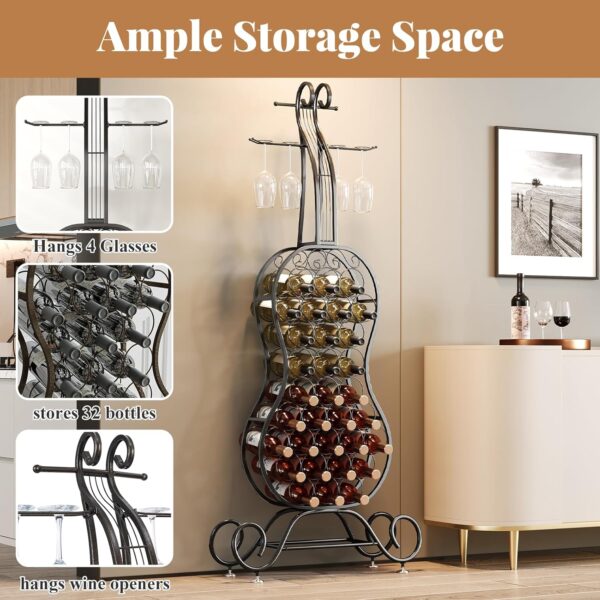 Wine Rack Freestanding Wine Holder-Wine Holder for 32 Bottles,Metal Wine Storage Organizer,Wine Shelf for Home Bar,Living Room, Kitchen,Gift 4
