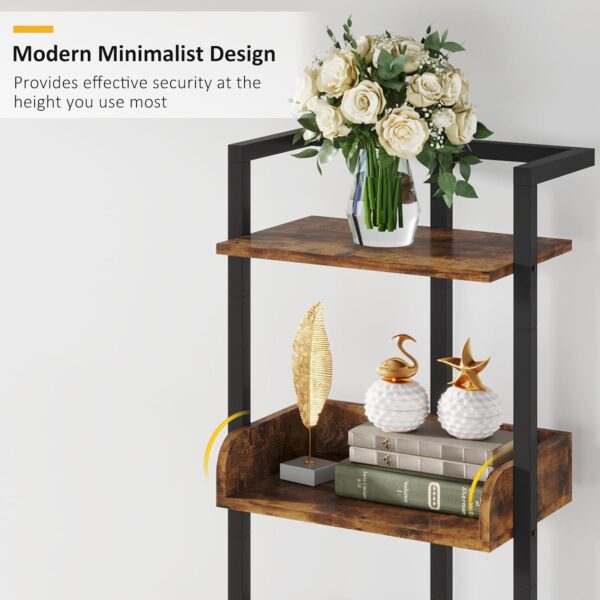Book Shelf Narrow Bookshelf: 5 Tier Wood Bookcase with Metal Edge Protection Industrial Modern Bookshelf Book Storage Organizer for Living Room Bedroom Home Office (Rustic Brown) 3