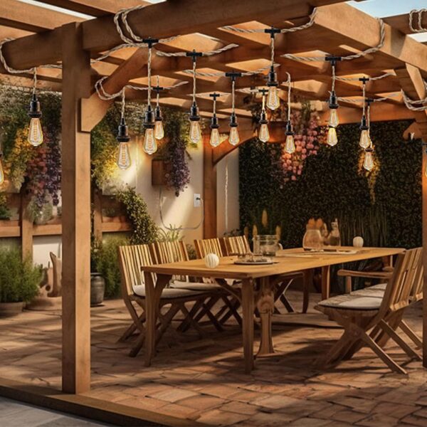 3 Light Plug in Pendant Light Cord, 25FT Hanging Lights with Plug in Cord, Hemp Rope Hanging Light Kit with 2 Way Switch, Farmhouse Pendant Light Kits DIY HangingLight 3