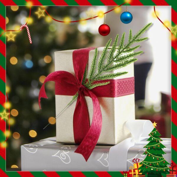 30 Pcs Christmas Real Touch Norfolk Stems, 15Inch Artificial Pine Branches Faux Evergreen Pine Sprigs Fake Foliage Greenery Picks for Christmas Wreath Making DIY Crafts Home Decoration (30, Green) 3