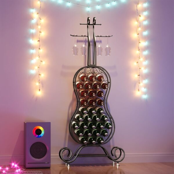 Wine Rack Freestanding Wine Holder-Wine Holder for 32 Bottles,Metal Wine Storage Organizer,Wine Shelf for Home Bar,Living Room, Kitchen,Gift 3