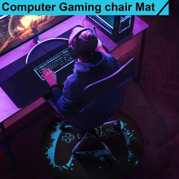 Gaming Chair Mat Round Chair Mat for Hardwood Floor Gaming Rugs Antislip Carpet Rug Floor Protector for Room Home Office, 47 Inch 3