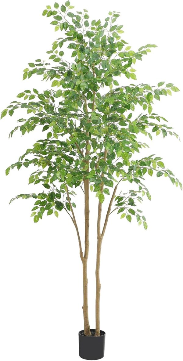 Tall UV Resistant Ficus Tree Artificial,7ft(84in) Realistic Texture Potted Faux Ficus Tree, Fake Trees Indoor Outdoor for Home Office Living Room Bedroom Foyer Porch Decor. 1 Tree