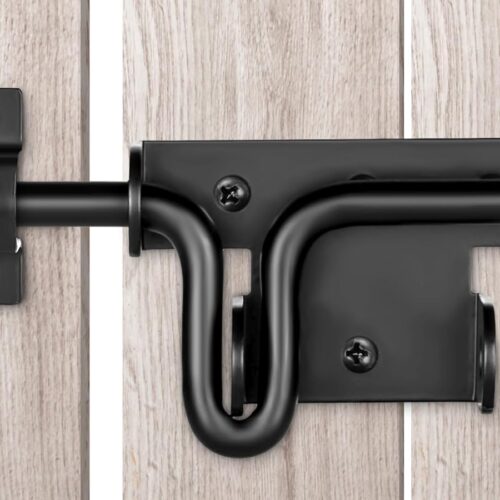 slide Bolt Gate Latch with Padlock Hole, Heavy Duty Fence Slide Latches Outdoor Doors for Wooden Fence, Shed Door, Vinyl Door