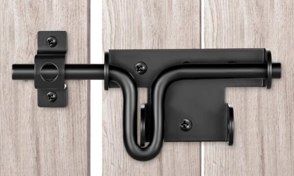 slide Bolt Gate Latch with Padlock Hole, Heavy Duty Fence Slide Latches Outdoor Doors for Wooden Fence, Shed Door, Vinyl Door 1 Padlock