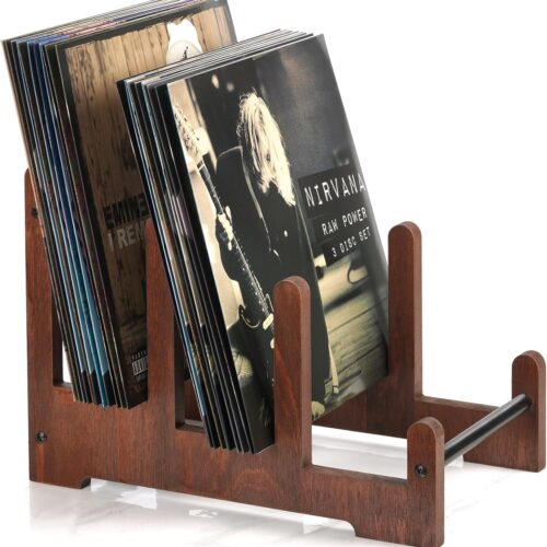 Records Holder,3-Tier Vinyl Record Storage,60LP's Vinyl Record Holder Stand,Wood Album Storage for Vinyls Records Album Book Magazine File