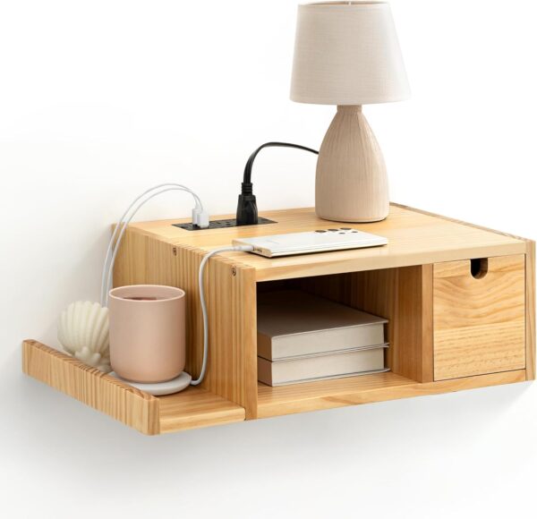 Floating Nightstand with Charging Station 1