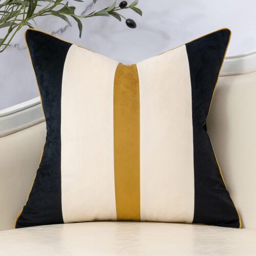 Striped Velvet Cushion Case Modern Pillowcase