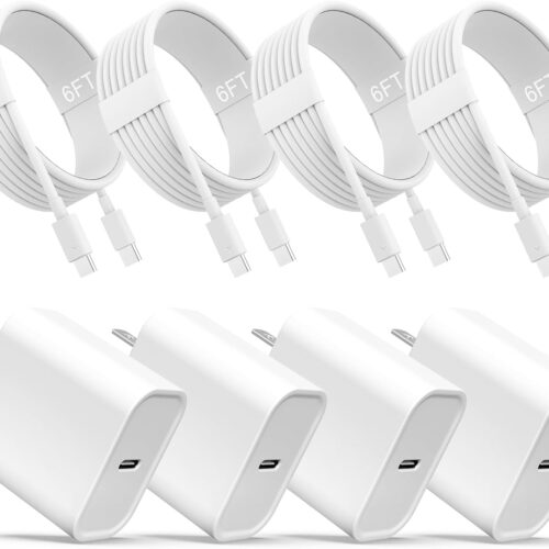 iPhone 16 15 Charger, USB C Charger, 4-Pack Fast Wall Charging, USB-C Chargers Block (4-Pack 6 ft Cable Included) for iPhone 16 15/15 Pro/15 Pro Max/iPad Pro/AirPods Samsung & More