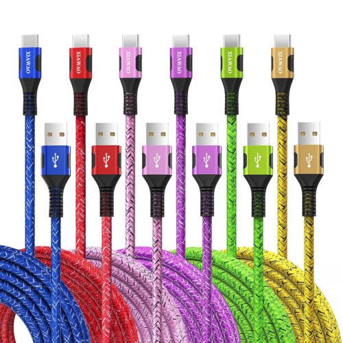 USB to USB C Cable, (6-Pack, 4×6ft+2×9ft) Braided Fast Charging Type C Charger Cord for iPhone 16 15, Samsung Galaxy S25 S24 S23 S22 S21 A56 A55 A36 A35 A16 A15, Moto, Pixel and More