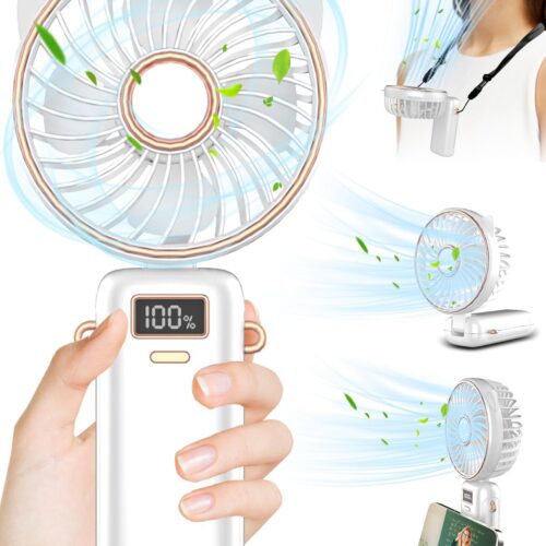 Portable Fan for Travel,Mini Fans Handheld 4500mAh,Small Personal Hand Fan Rechargeable Battery Operated Hand Held Fans,Little Cute Face Facial Ventilador Portatil for Women Kids Gifts White