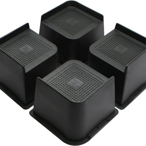 1 Bed Risers Heavy Duty, Oversized Furniture Risers, Support Up to 6000 Lbs, Lift 4 inch for Couch, Sofa, Table,Chair (Black 4 Pack, 4 inch)