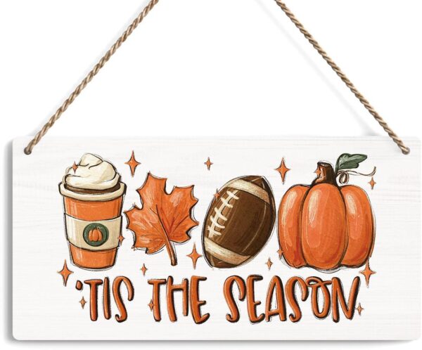 Fall Decorations for Home Office Front Door Decor Signs, Fall Sign, Fall Decor, Tis the Season Sign, Autumn Wall Hanging Decor 12 X 6 Inch 1 Decor Signs