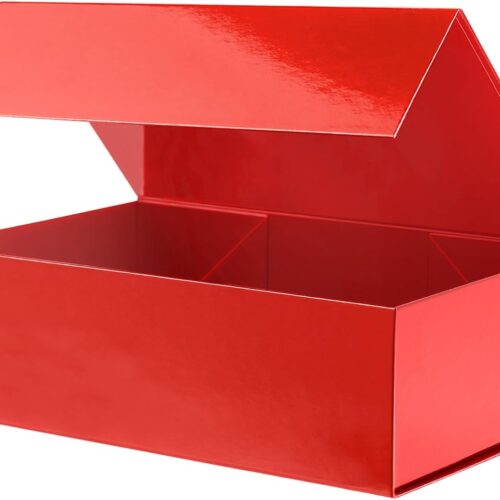 1 Large Gift Box with Lid 13.5x9x4.1 Inches, Red Bridesmaid Proposal Gift Box with Magnetic Closure for All Occasion (Glossy Red)