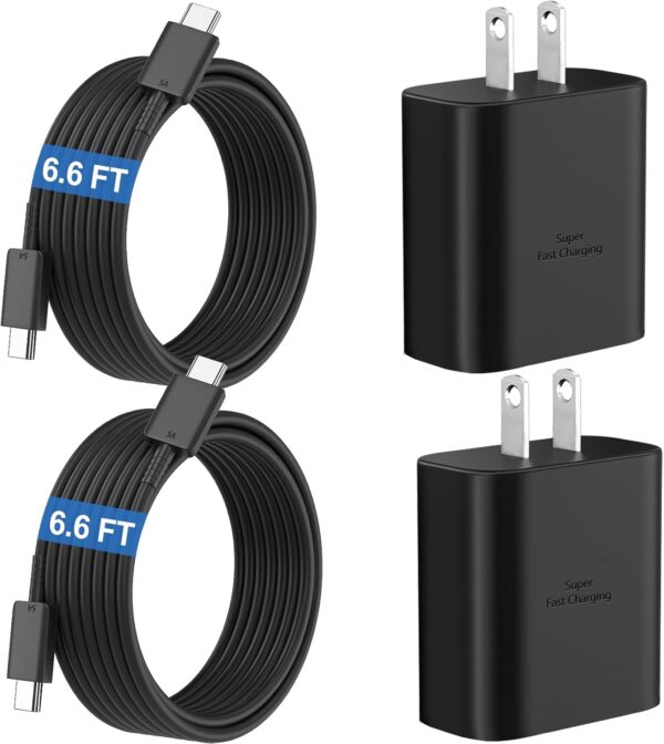 45W Super Fast Charger USB C Android Phone Type C Charger Fast Charging Block with 6.6FT Charge Cord for Samsung Galaxy S25 Ultra/S25+/S24 Ultra/S24+/S23 Ultra/S23+/S22 Ultra/S22+/S20 Ultra/Note 10+ 1 Charger
