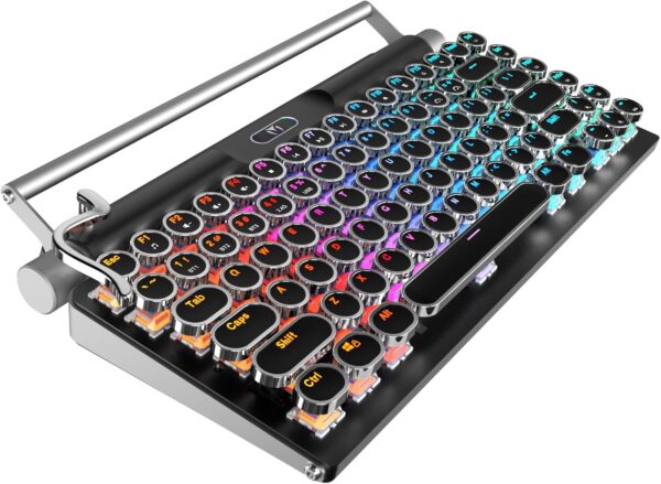 Wireless Typewriter Keyboard, Mechanical and Retro Computer Typewriter Keyboard,Gaming Keyboard, Punk dot keycaps for Laptop/Desktop/MAC/Mobile Phone 1 Keyboard