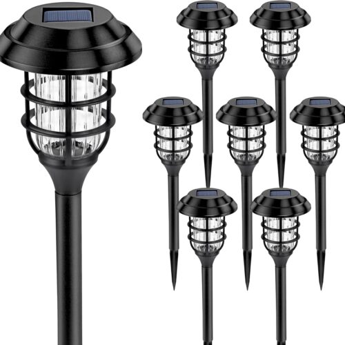 1 Solar Lights for Outside, Solar Outdoor Pathway Garden Lights Waterproof, Solar Powered Landscape Lighting for Yard, Garden, Pathway, Patio, Porch, Walkway, Driveway, 8 Pack(Cold White)