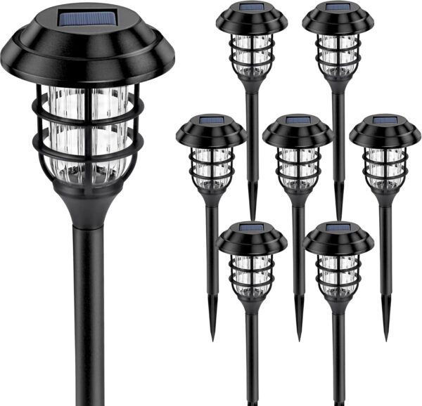 Solar Lights for Outside, Solar Outdoor Pathway Garden Lights Waterproof, Solar Powered Landscape Lighting for Yard, Garden, Pathway, Patio, Porch, Walkway, Driveway, 8 Pack(Cold White) 1 Lights