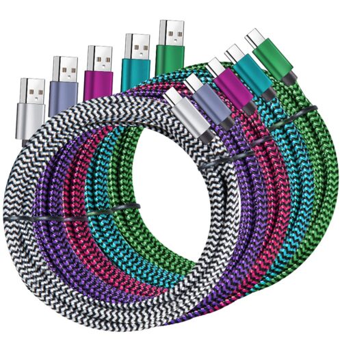 USB Type c Cable, 5 Pack (6FT) Nylon Braided USB C Cables 3A Fast Charging Charger for Samsung Galaxy S9/S8 Note8/9 20 10 S21 S20 S10 Plus C Cord